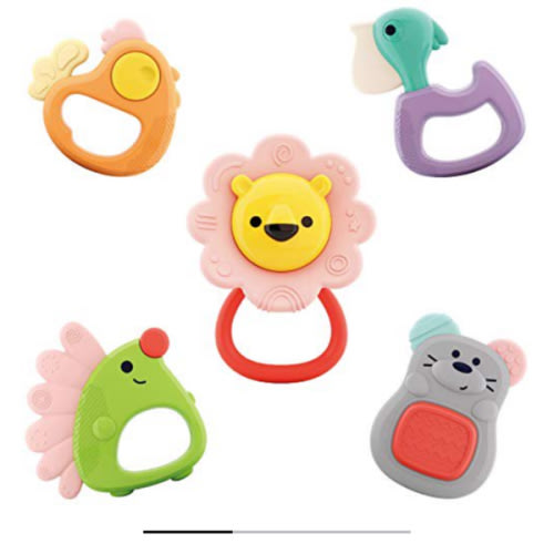 Yiosion Baby Teething Toys for 3, 6, 9, 12 Month Newborn Infants Freezer Safe Infant Toddler Silicone Teethers Soothe Babies Gums Chew Toys (5-Pack)