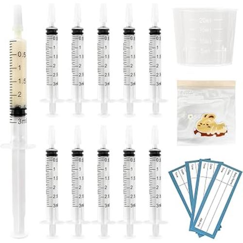 50 Colostrum Collector Kits Include 3ml Colostrum Syringe with Cap, Sticker, Clear ziplock Bag and a Measuring Cup