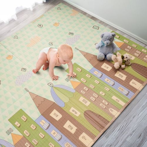 Sorbus (78x70x0.4) Foldable Play Mats with Travel Bag - for Babies, Toddlers, and Kids Playtime & Tummy Time