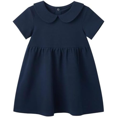 pureborn Baby Girl Dress Cotton Playwear Soild Color Dresses 0-6 Years