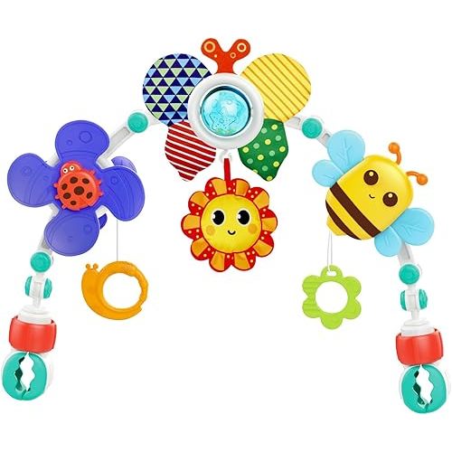 Baby Activity Arch Toy for Stroller, Bassinets and Car Seat, Crib Toys Bar Hanging Attachment, Sensory Development Toys with Rattles