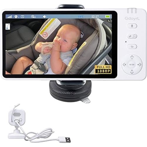 Baby Car Camera Backseat Wireless Baby Monitor with Camera (Max. Range 1000FT) Multifunctional HD Night Vision Wide View 5'' 1080P IPS Display USB Plug&Play Car Seat Camera for Baby Rear Facing