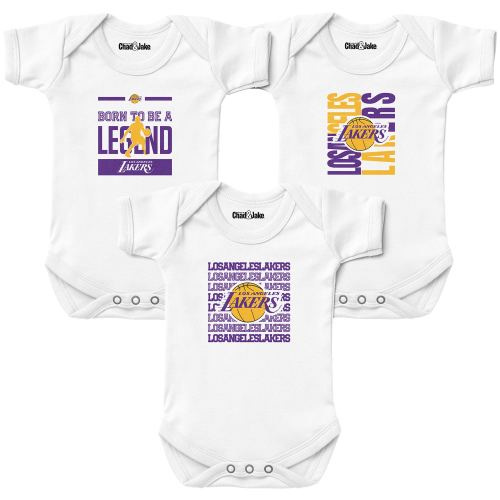 Newborn & Infant Los Angeles Lakers Chad & Jake White 3-Pack Bodysuit Set