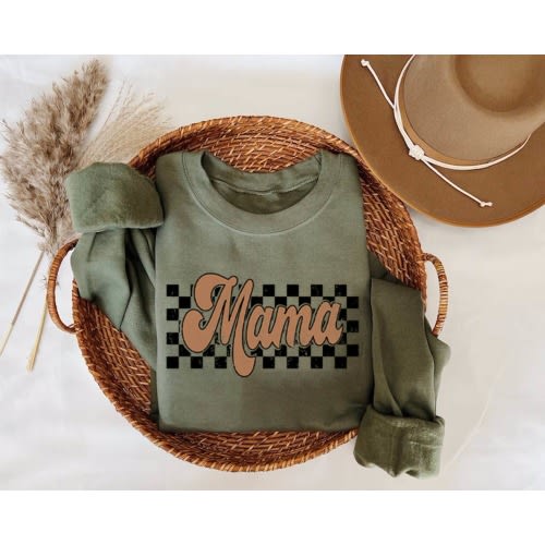 Checkered Retro Mama Sweatshirt, Varsity Mom Crewneck ,Mother's Day Gifts, Retro Shirt, Retro Mama Shirt, Mother’s Day Gifts, Mom Sweatshirt