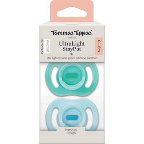 Tommee Tippee Ultra Light Silicone Soother 0-6M Assorted 2 pack | Woolworths