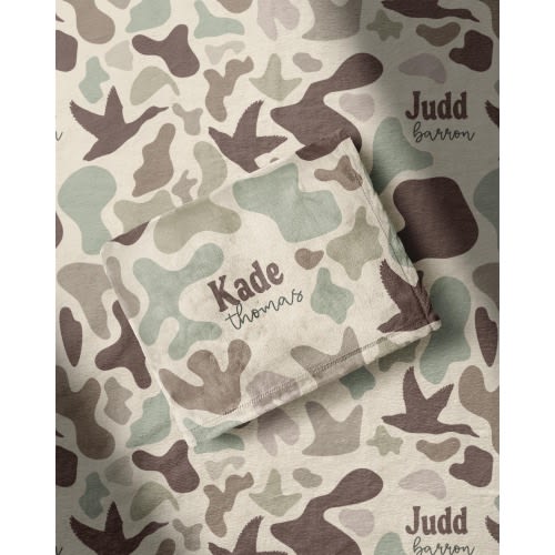 Duck Camo Blanket Personalized Gift Hunting Enthusiast Outdoor Throw Velveteen Plush Bedding Soft Sherpa Fleece Cozy Camouflage Baby Nursery