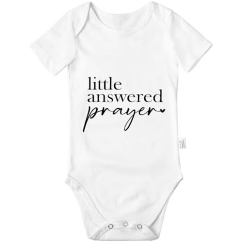 Little Answered Prayer Bodysuit, Boys Girls Cotton Gender Neutral Baby Clothes Short-Sleeve Toddler 0-24 Months