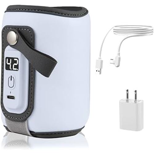 Bottle Warmer, Baby Milk Warmer with 5-Speed Temperature Control, Stable Constant Warming with LED Display, Requires Power Source, USB Powered with 18W Adapter, Suitable for Home and Travel