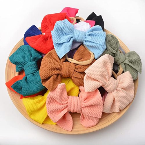 21 PCS Big Bows Baby Nylon Headbands Hairbands Hair Bows Elastics for Baby Girls Newborn Infant Toddler Child Hair Accessories