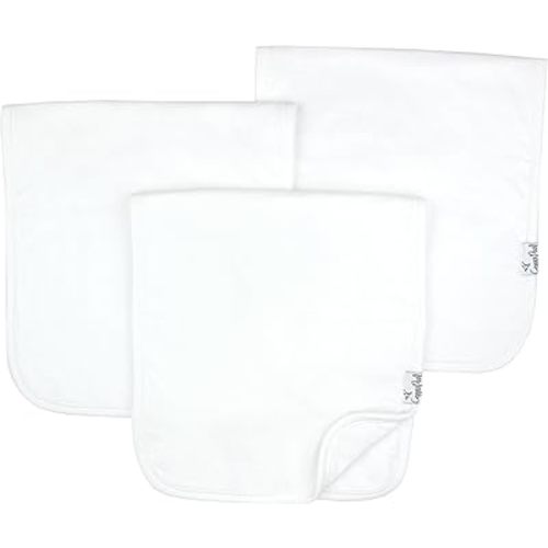 Copper Pearl Premium Baby Burp Cloths - 3-Pack Large Cotton Burp Cloths, Extra Soft Spit Up Rags with 3 Absorbent Layers, Perfect for Baby Boy and Baby Girl Gifts (21" x 10" Size, White Basics Set)