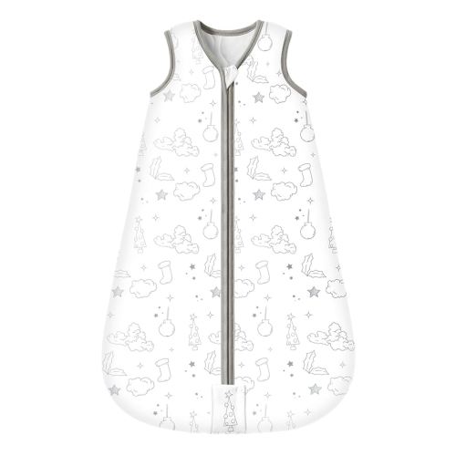 Mosebears Sleep Sack Baby Winter Wearable Blanket with 2-Way Zipper,2.5 TOG Cotton Sleep Sack Unisex (White Cloud, 12-18 Months)
