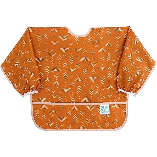 Bumkins Sleeved Bib 6-24 months, Boho Orange