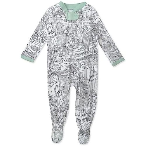 HonestBaby Baby Sleep and Play Footed Pajamas One-Piece Sleeper Jumpsuit Zip-front Pjs Organic Cotton