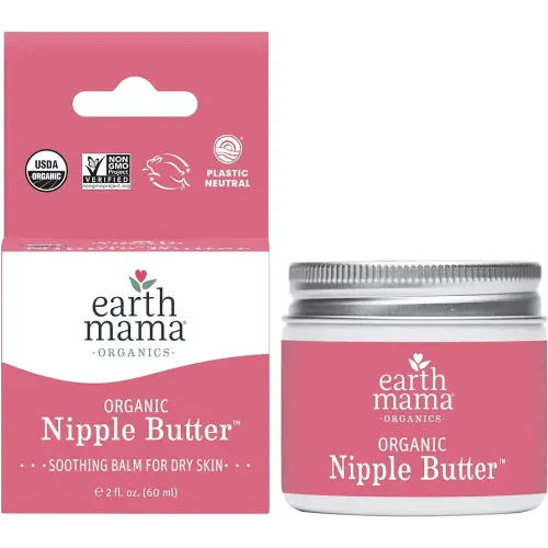 Earth Mama Organic Nipple Butter™ | Nipple Cream Safe for Breastfeeding | Postpartum Essentials for Nursing | Non Lanolin Nipple Cream, 2-Fluid Ounce