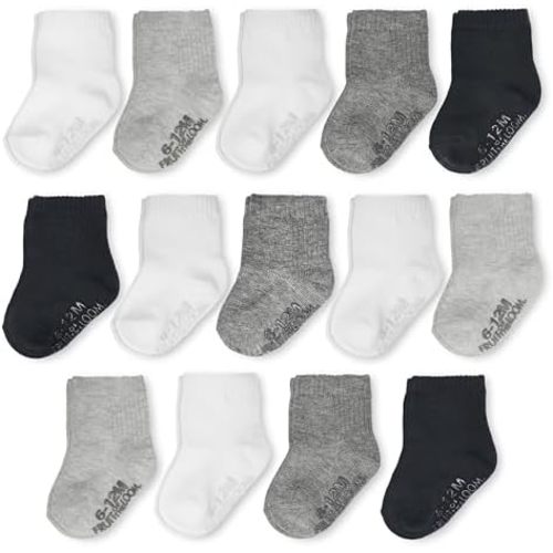 Fruit of the Loom Baby 14-Pack Grow & Fit Flex Zones Cotton Stretch Socks - Unisex, Girls, Boys