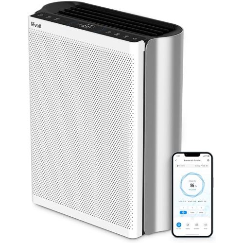 LEVOIT Air Purifiers for Home Large Room with 3-Channel Air Quality Monitor, Washable Pre-Filter, AHAM VERIFIDE, HEPA Sleep Mode for Pet, Allergy, Smoke, Dust, Alexa Control, 2657 Ft², EverestAir-P