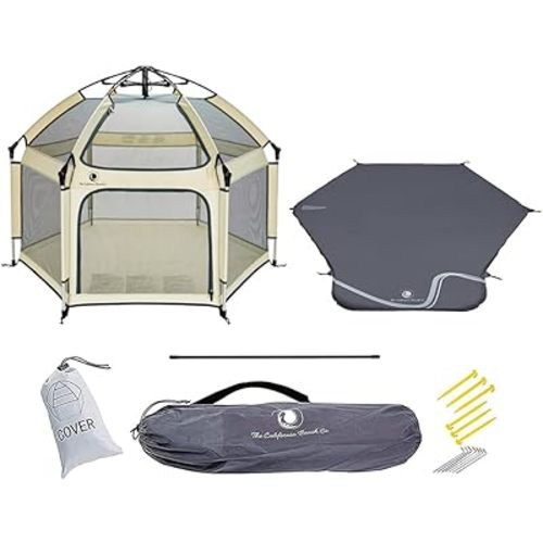 POP 'N GO Premium Outdoor Baby Playpen with Self-Inflating Playmat (Warm Ivory)