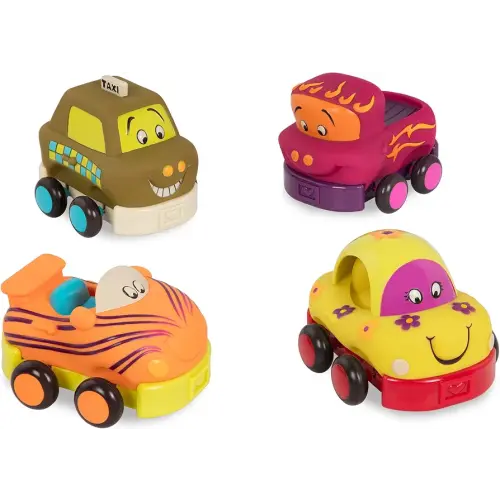 B. toys- Soft Vehicles Pull Back Cars- Kid Powered cars for toddler- 12 months +