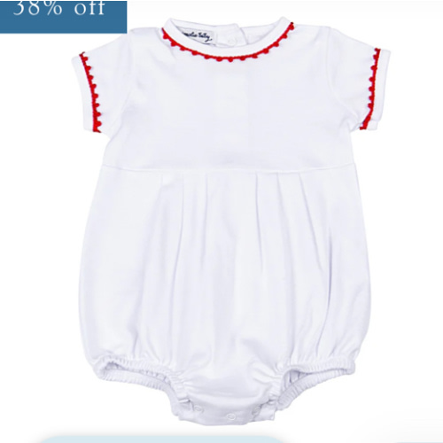 Baby Joy Boy Bubble with Red Crochet Trim