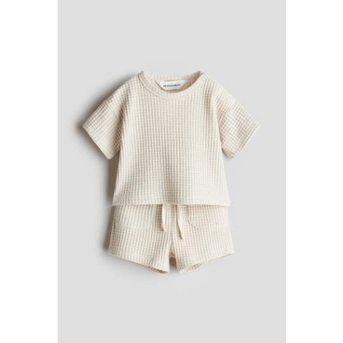 2-piece waffled cotton set, 0-3M