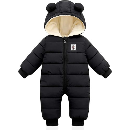 XMWEALTHY Baby Clothes Newborn Boy Girl Snowsuit Winter Coats Infant Jumpsuit Bodysuits Registry Essentials Stuff Gift - Black - 0-6 Months