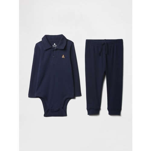 Baby Ribbed Polo Two-Piece Outfit Set