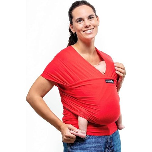 CuddleBug Baby Wrap Sling + Carrier - Newborns & Toddlers up to 36 lbs - Hands Free - Gentle, Stretch Fabric - Ideal for Baby Showers - One Size Fits All (Red)