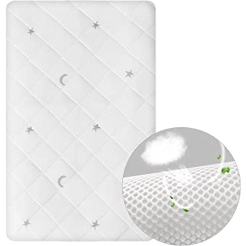 Waterproof Pack N Play Mattress Pad, Mini Crib Mattress Cover Protector 38'' X 26'' Fit Graco Pack n Play, Suitable for Baby Portable Mini Cribs and Foldable Mattresses, Breathable and Washable
