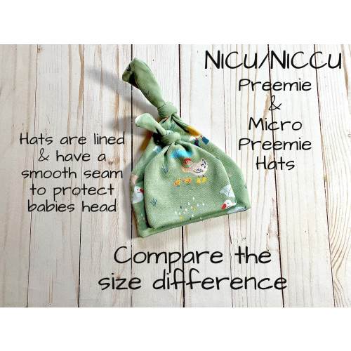 Micro Preemie Knotted Hat | Ducks Knotted Preemie Hat | NICU Micro Preemie Hat | NICU Preemie Hat | NICU Preemie Knotted Headband Bow | Gift