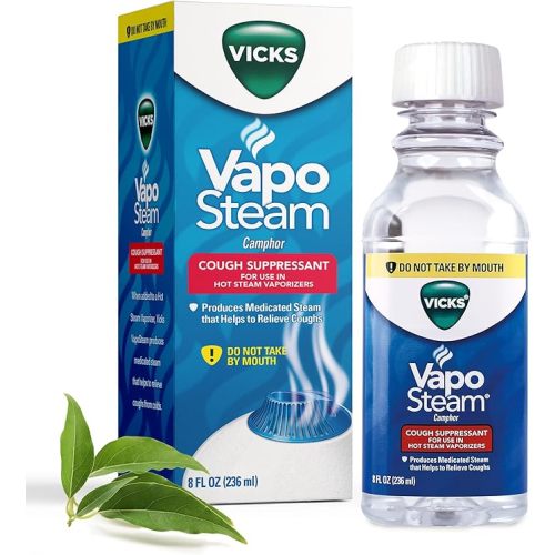 Vicks VapoSteam Medicated Liquid with Camphor, a Cough Suppressant, 8 Oz – VapoSteam Liquid Helps Relieve Coughing, for Use in Vicks Vaporizers and Humidifiers, FSA and HSA Eligible
