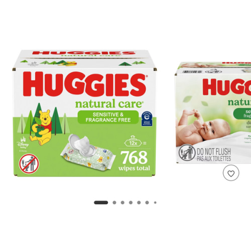 Huggies Natural Care Sensitive Baby Wipes, Unscented, Hypoallergenic, 99% Purified Water, 12 Flip-Top Packs (768 Wipes Total), Packaging May Vary