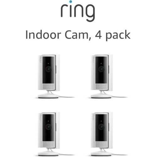 Ring Indoor Cam (newest model) — Home or business security in 1080p HD video — 4-pack, White