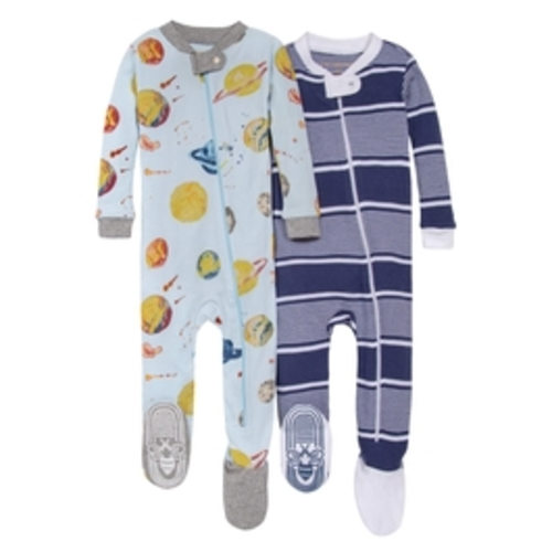 Little Planets Organic Baby Zip Front Snug Fit Footed Pajamas 2 Pack | Burt's Bees Baby®