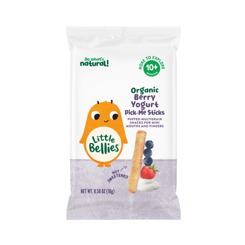 Little Bellies Organic Berry Yogurt Pick-Me Sticks, Baby & Toddler Puff Snack, Age 10+ Months, 0.56 oz Bag