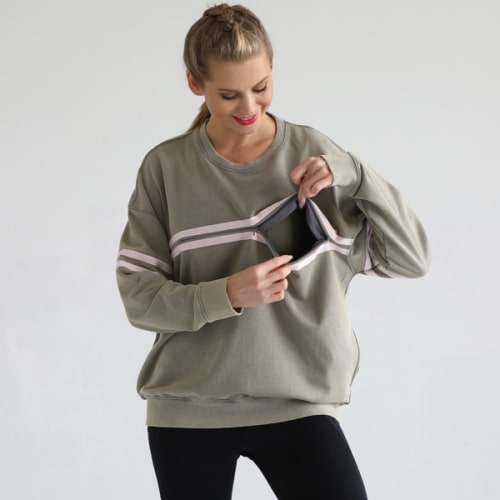 Celine Slouchy Nursing Pullover (Olive Grove) – Sweat and Milk LLC