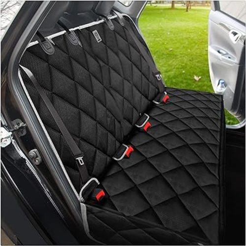 BRONZEMAN 100% Waterproof Bench Car Seat Cover Protector - Strong & Durable,Heavy-Duty and Nonslip Rear Back Seat Cover with Middle Seat Belt,Universal Size Fits for Cars, Trucks & SUVs