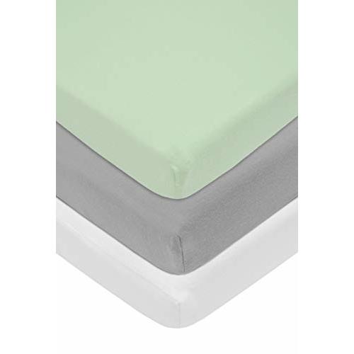 American Baby Company 15" x 33" Fitted Bassinet Sheet, 100% Natural Cotton Jersey Knit, Celery/Gray/White, Soft Breathable, for Boys and Girls, Pack of 3