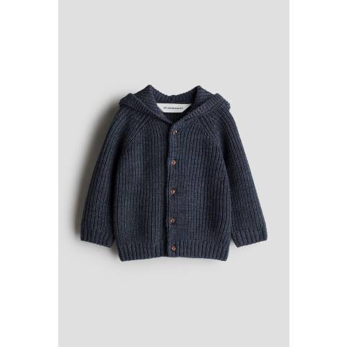 HOODED WOOL-KNIT CARDIGAN