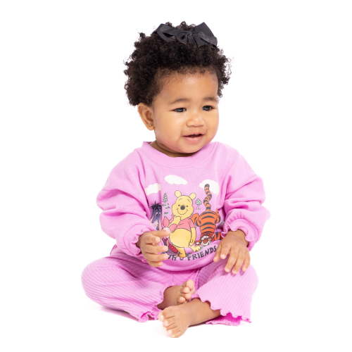 Winnie the Pooh Baby Girls Graphic Sweatshirt and Flared Leggings, 2-Piece, Sizes 0M-24M