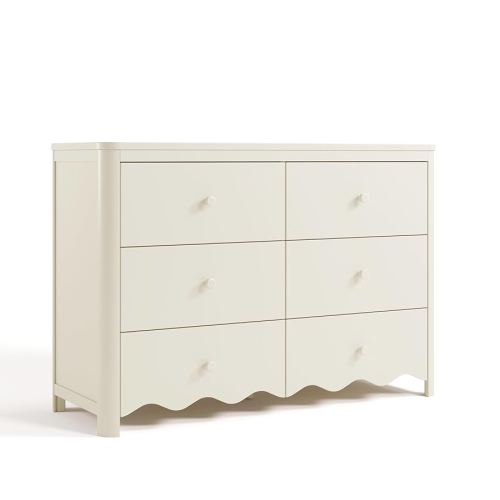 Storkcraft Casablanca 6 Drawer Dresser (Frosted Oat) – GREENGUARD Gold Certified, Nursery & Kids' Bedroom with Spacious Storage, Interlocking Drawer System, Easy Assembly with Pre-Installed Tracks