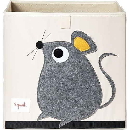3 Sprouts Toy Storage Organizer: Toy Box Cube Organizer for Playroom, Nursery - Foldable Storage Bin - Mouse