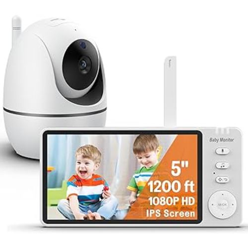 Baby Monitor No Wifi - 1080P HD 1200ft Long Range Travel Baby Monitor, 32 Hour Night Vision Portable Baby Monitor, IPS Screen 4X Zoom No Wifi Baby Monitor for Room