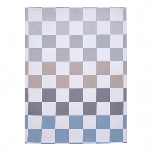 Lambs & Ivy Little Racer Soft Checkered Blue/White/Taupe Fleece Baby Blanket