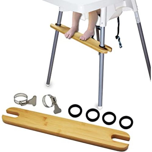 High Chair Footrest Compatible with IKEA Antilop - Footrest High Chair Accessories, Smoothed Edges, Adjustable Height and Non Slip Metal Clamps