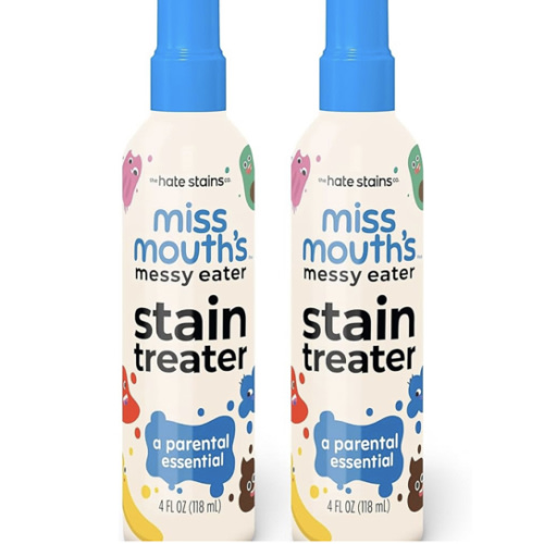 Miss Mouth's Messy Eater Stain Treater Spray - 4oz 2 Pack Stain Remover - Newborn & Baby Essentials - No Dry Cleaning Food, Grease, Coffee Off Laundry, Underwear, Fabric