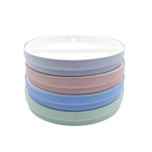 6.7"/16cm Porcelain White Divided Plates with Silicone Sleeves