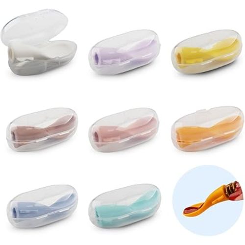 Universal Baby Food Pouch Spoon Attachment - 8 Pack, Silicone Baby Spoons for Pouches, Travel-Friendly Baby Food Squeeze Pouch Spoon