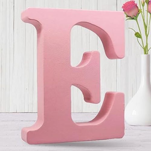 AOCEAN 8 Inch Pink Wood Letters Unfinished Wood Letters for Wall Decor Decorative Standing Letters Slices Sign Board Decoration for Craft Home Party Projects (E)