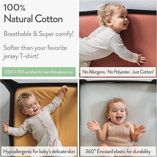 Bassinet Fitted Sheets for Halo Bassinest Swivel Sleeper Mattress – Snuggly Soft 100% Jersey Cotton – 2 Pack – Light + Dark Sage Green – 2 Pack