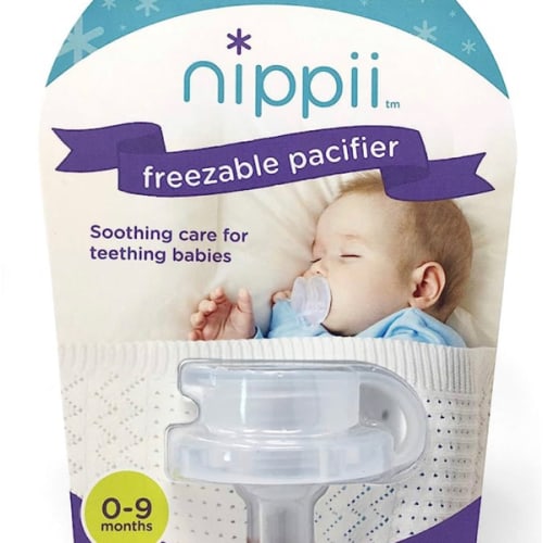 Nippii Baby Freezable Teether Pacifier Fill with Water. Freezable Pacifier Provides Cold Soothing Gum Teething Relief for Teething Babies